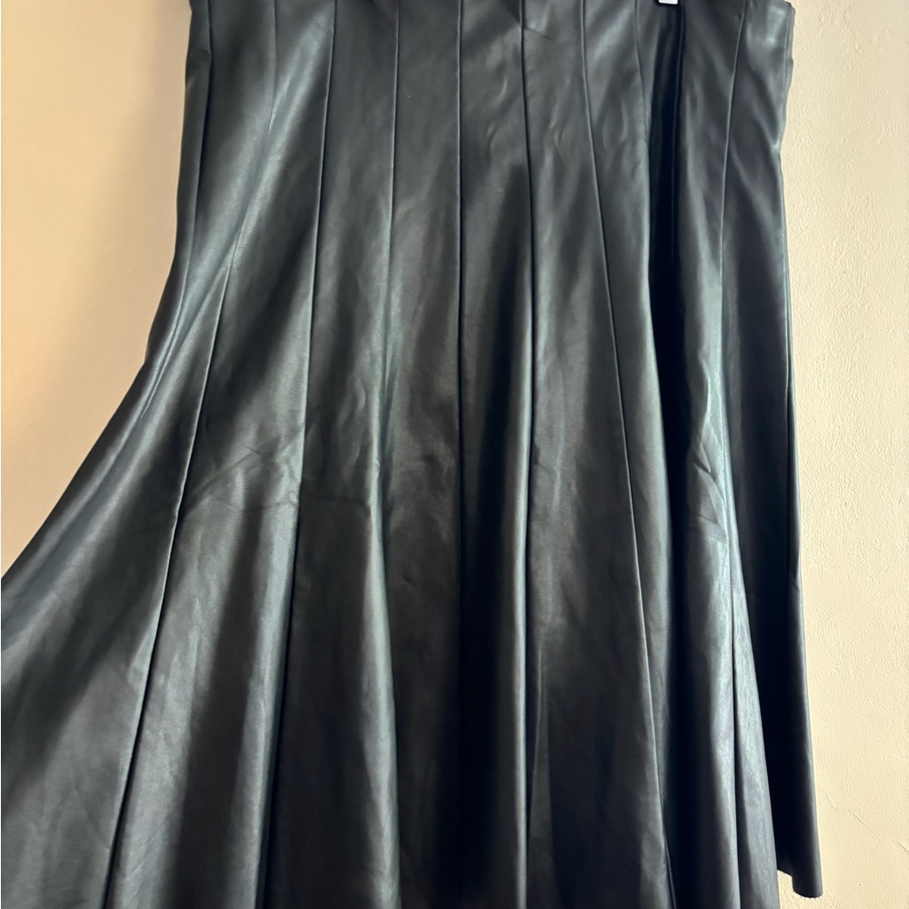Eloquii Black Leather A-line Full Skirt